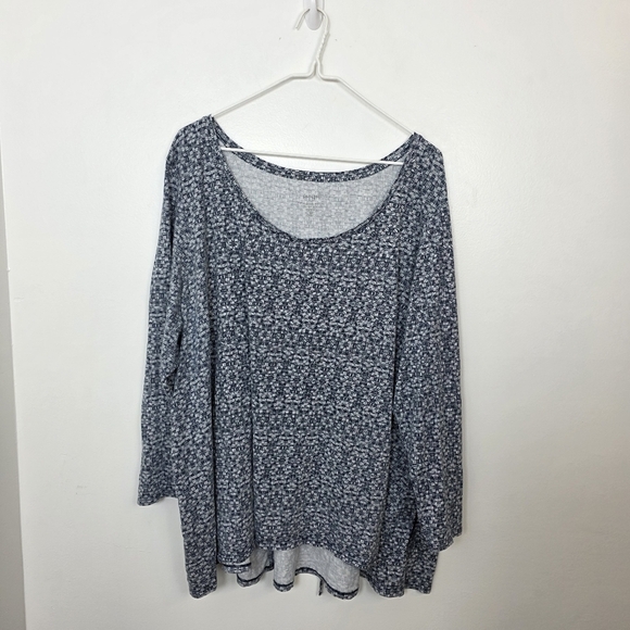 J. Jill White Navy 100% Pima Cotton Classic‎ Back-Tie Print Tunic Shirt Size 3X - Picture 2 of 9